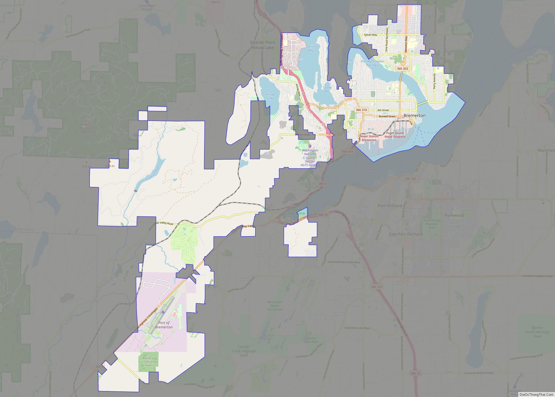 Map of Bremerton city