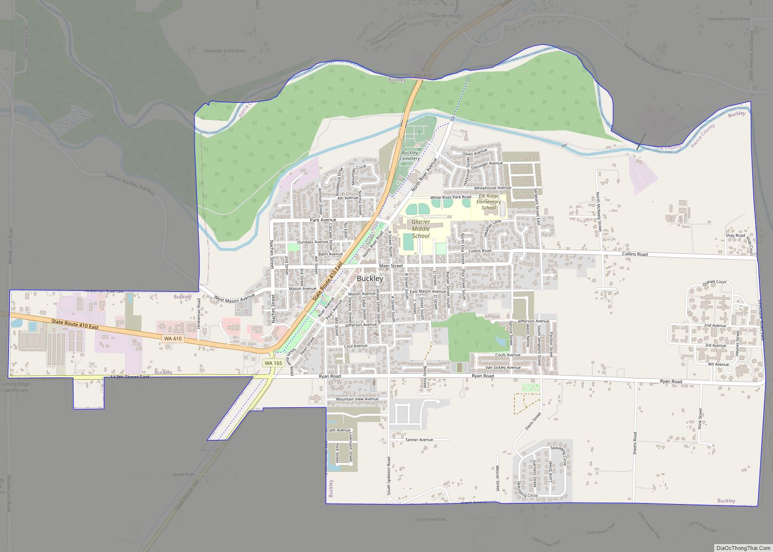 Map of Buckley city, Washington