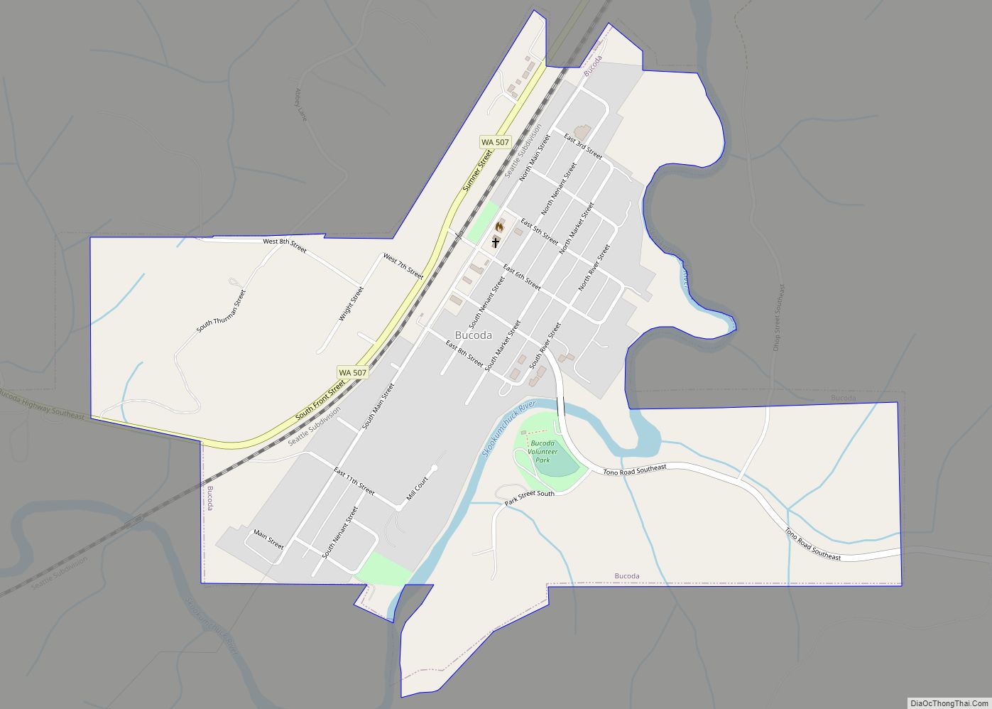 Map of Bucoda town