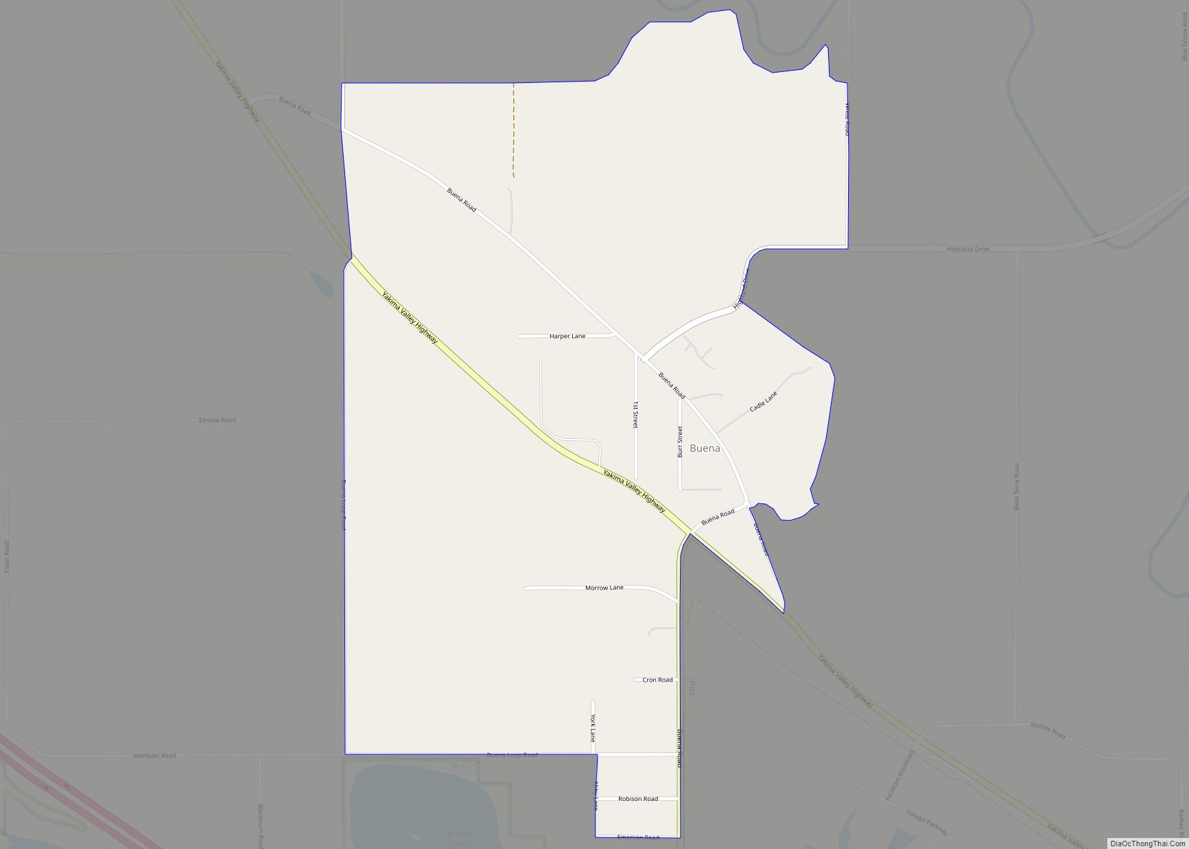 Map of Buena CDP, Washington