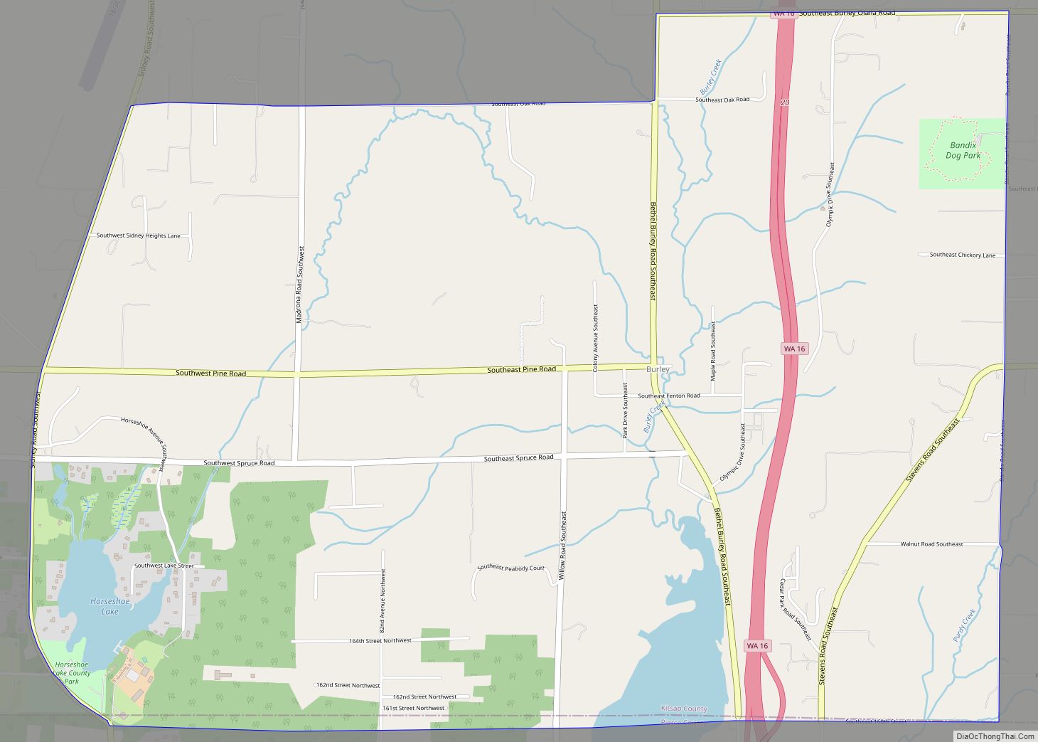 Map of Burley CDP, Washington