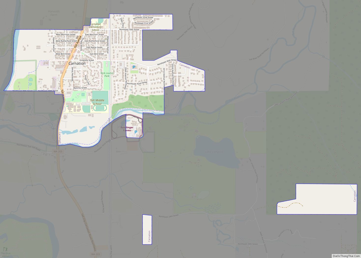 Map of Carnation city