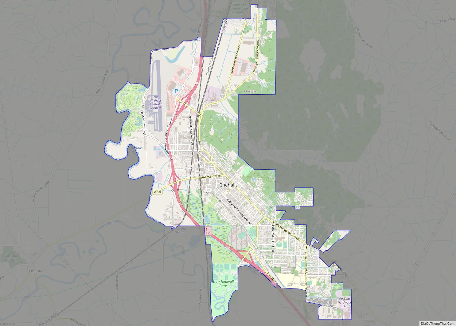 Map of Chehalis city