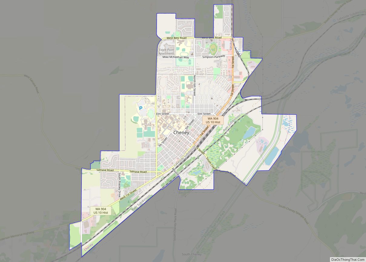 Map of Cheney city, Washington
