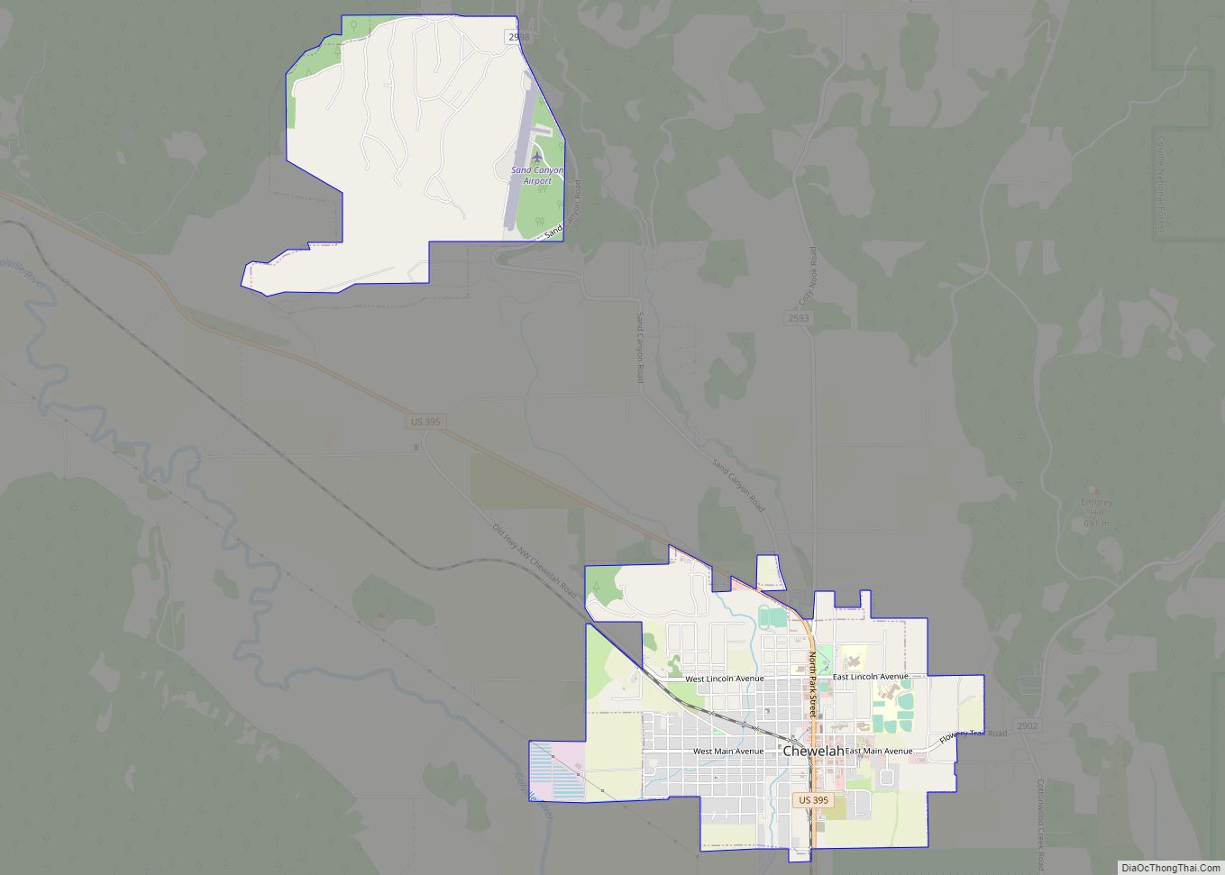 Map of Chewelah city