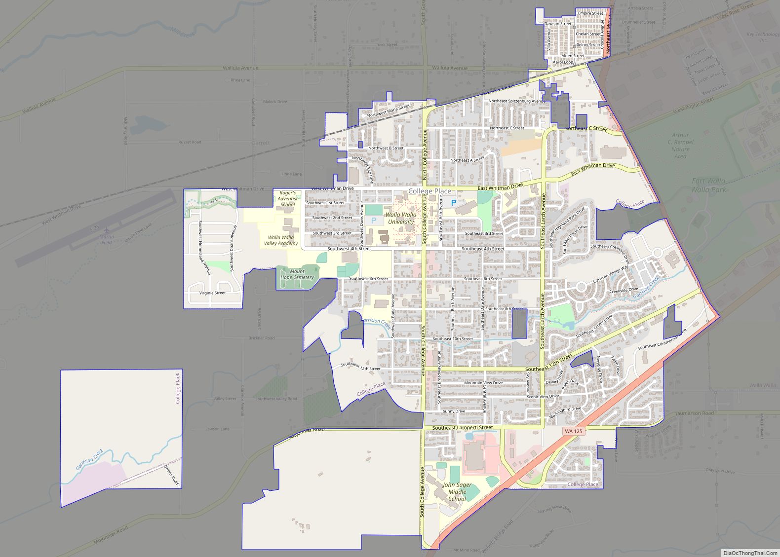 Map of College Place city