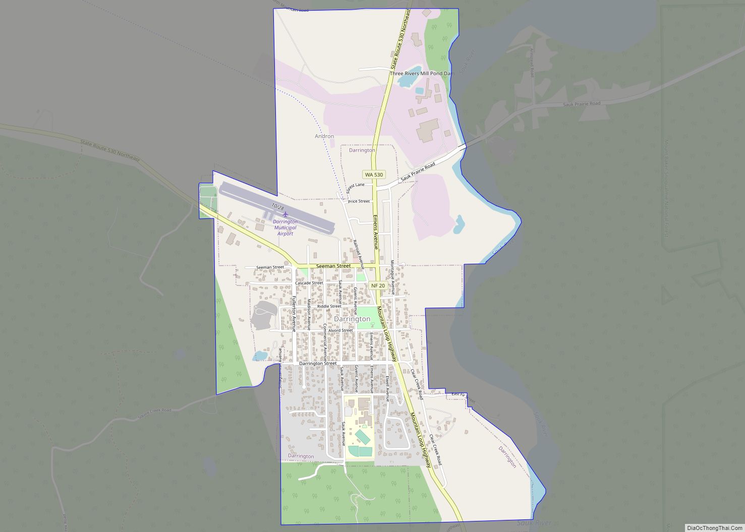 Map of Darrington town