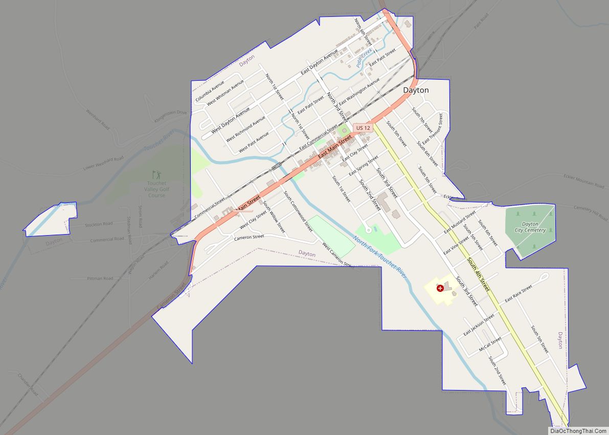 Map of Dayton city, Washington
