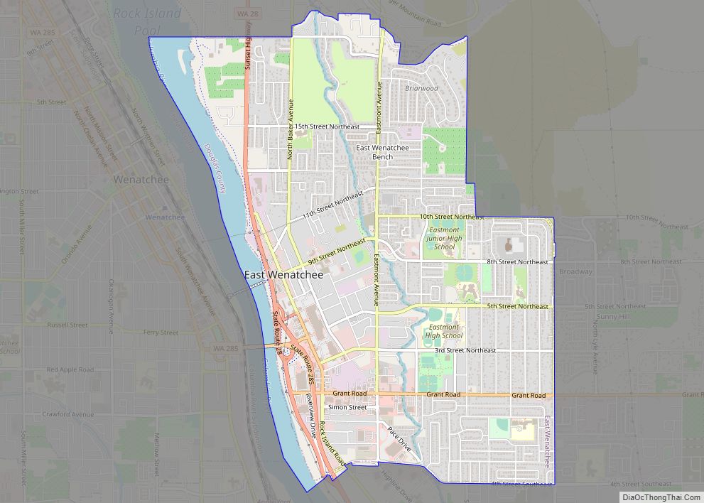 Map of East Wenatchee city