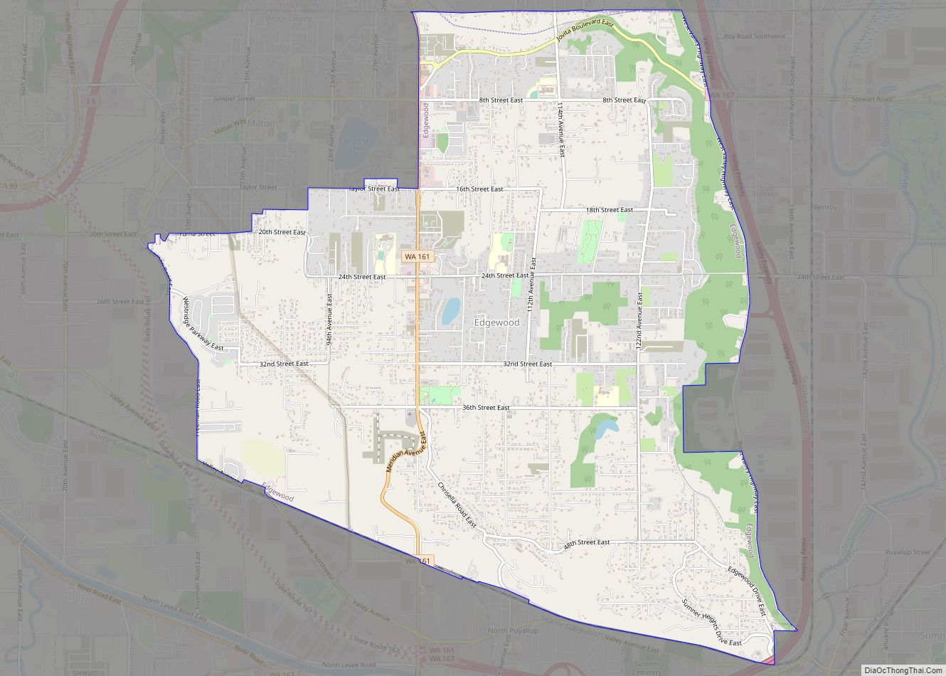 Map of Edgewood city, Washington