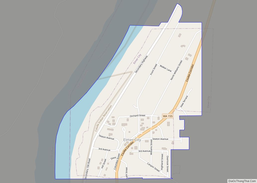 Map of Elmer City town
