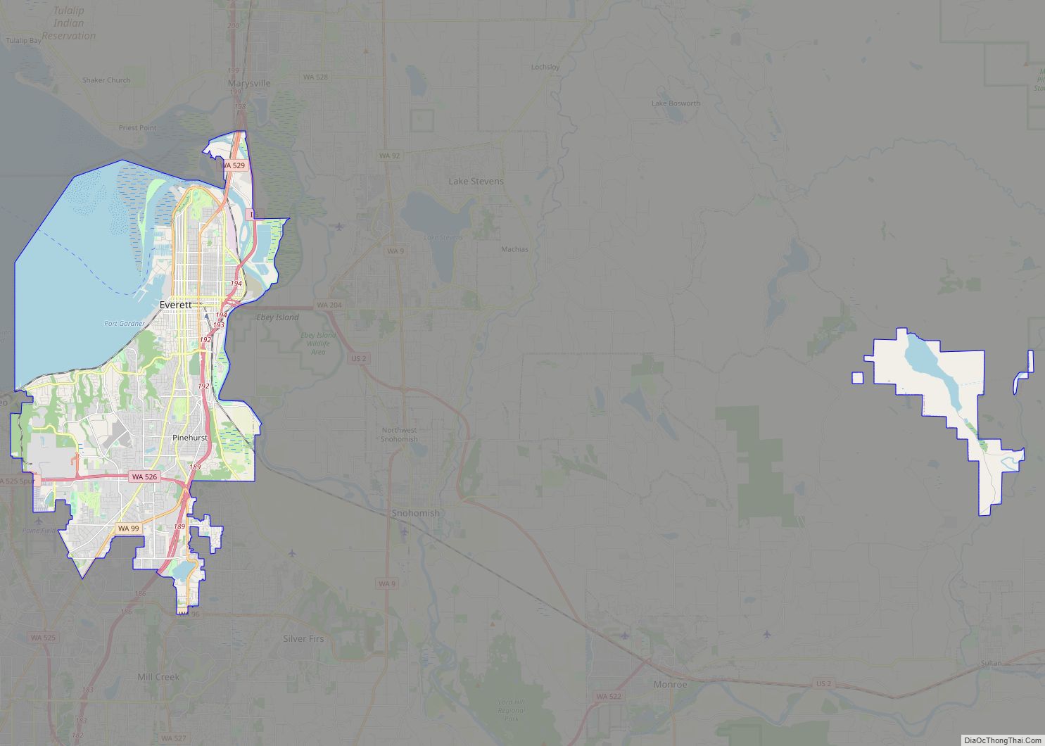 Map of Everett city, Washington