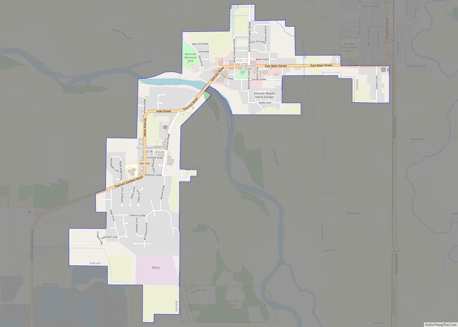 Map of Everson city, Washington