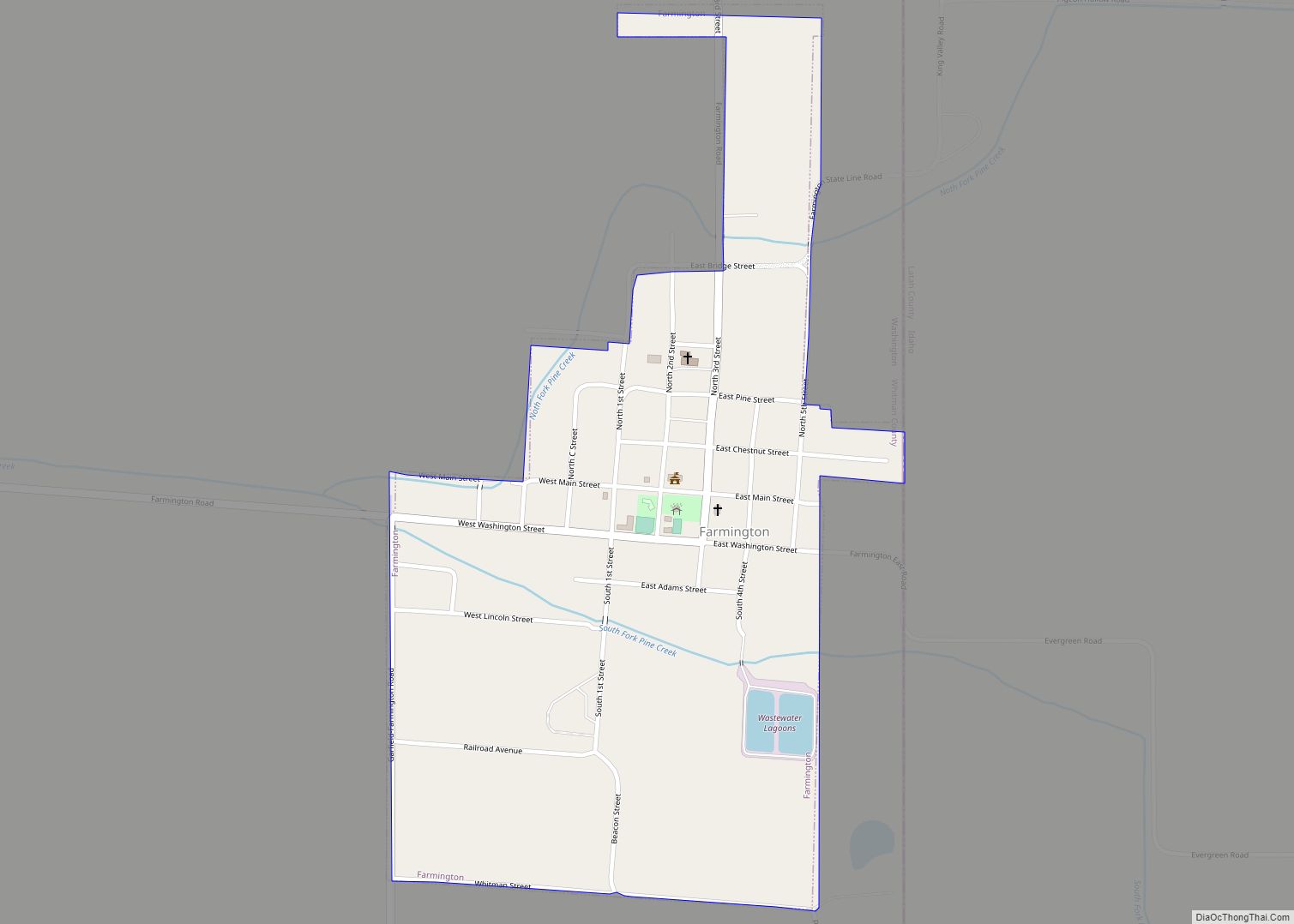 Map of Farmington town, Washington