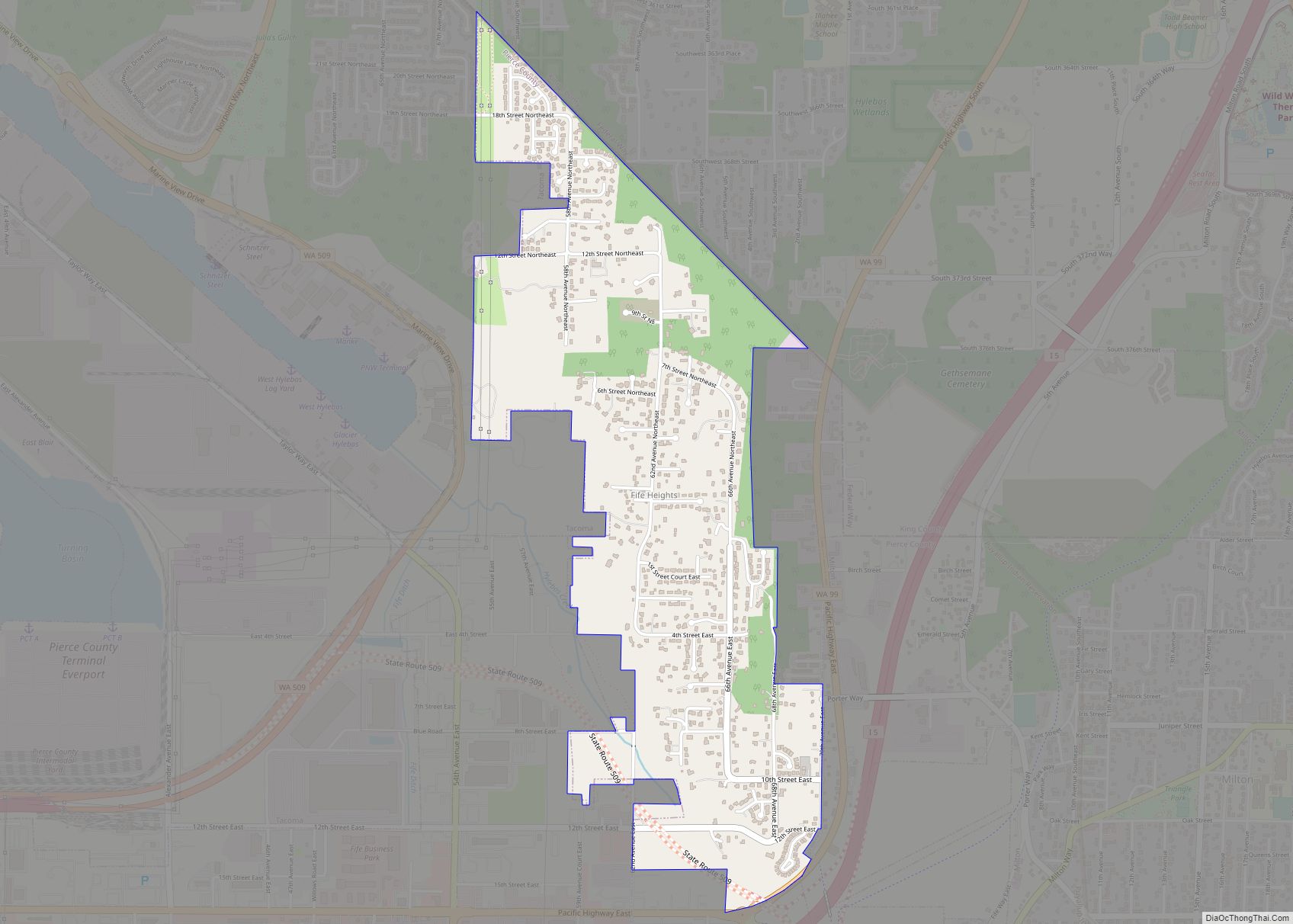 Map of Fife Heights CDP
