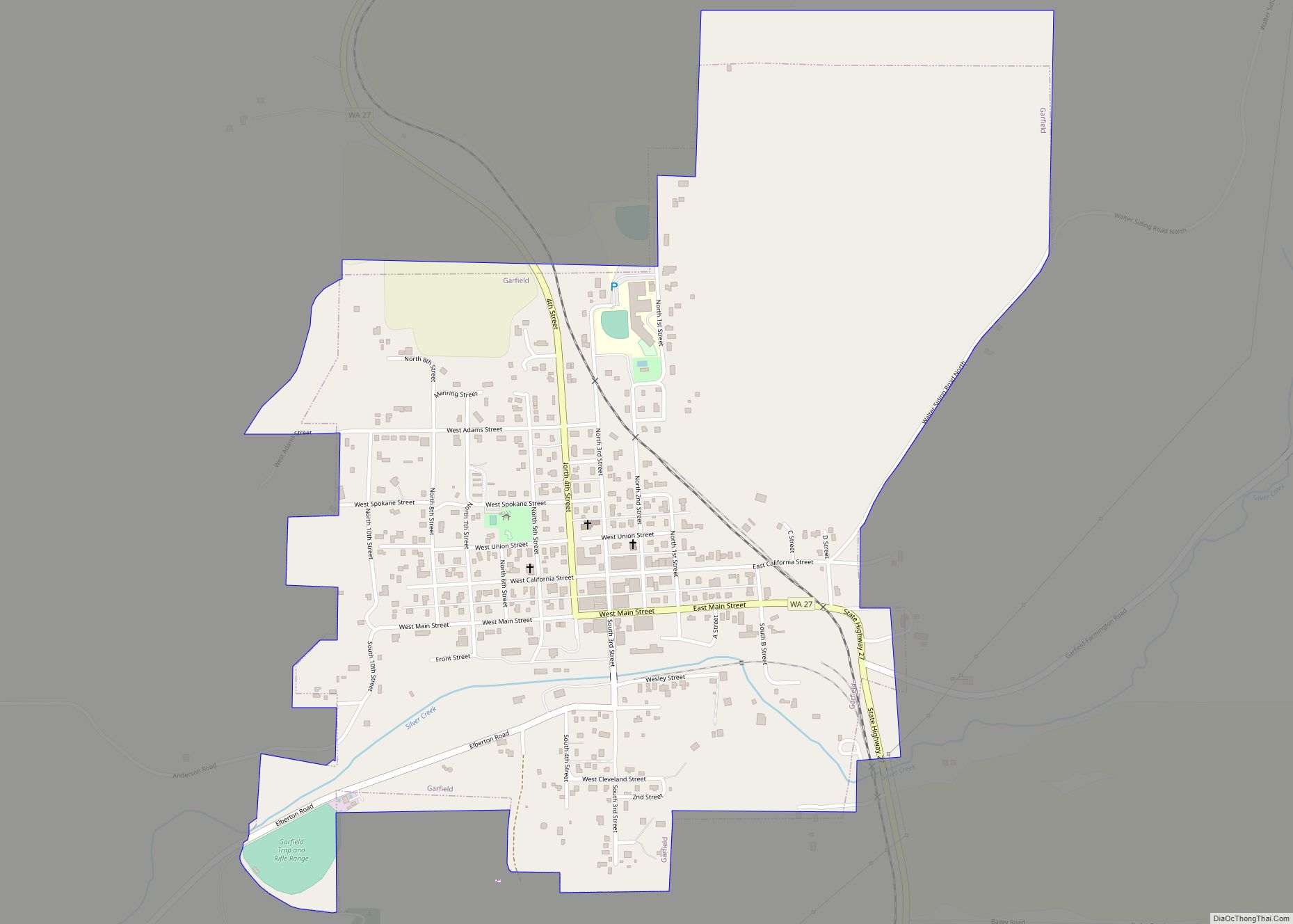 Map of Garfield town, Washington