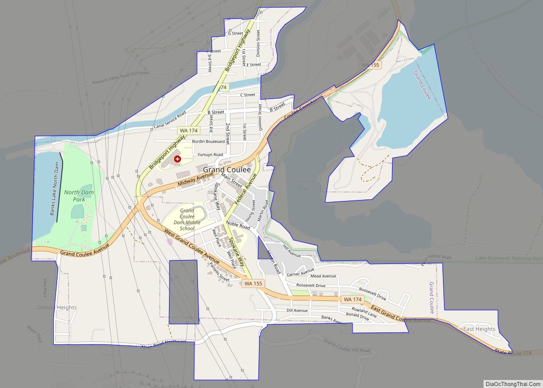 Map of Grand Coulee city