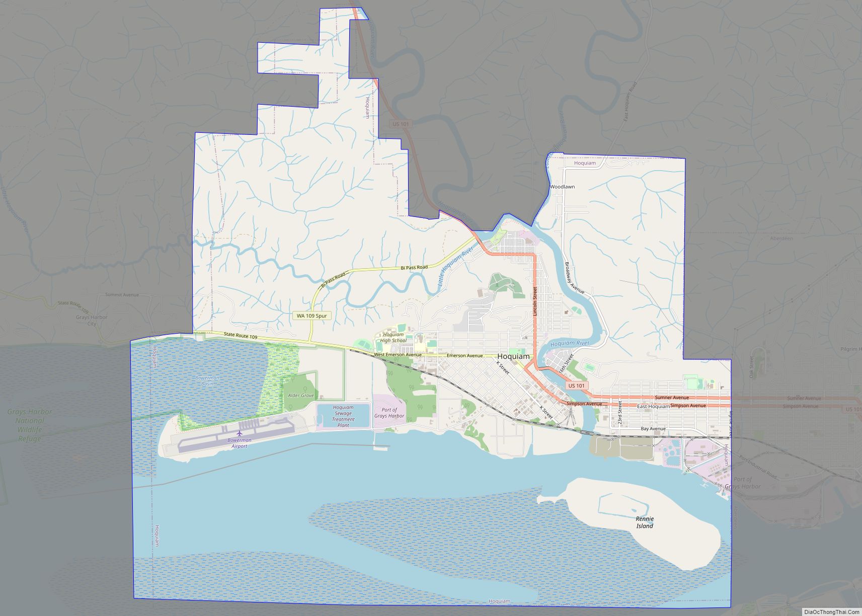 Map of Hoquiam city