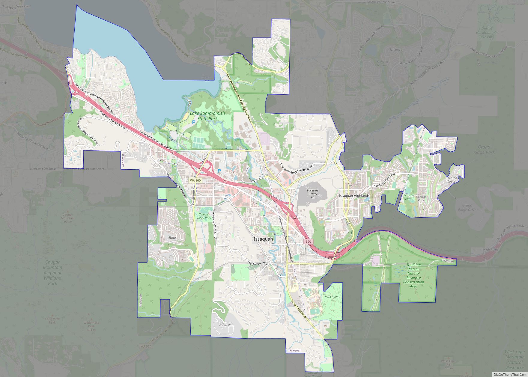 Map of Issaquah city