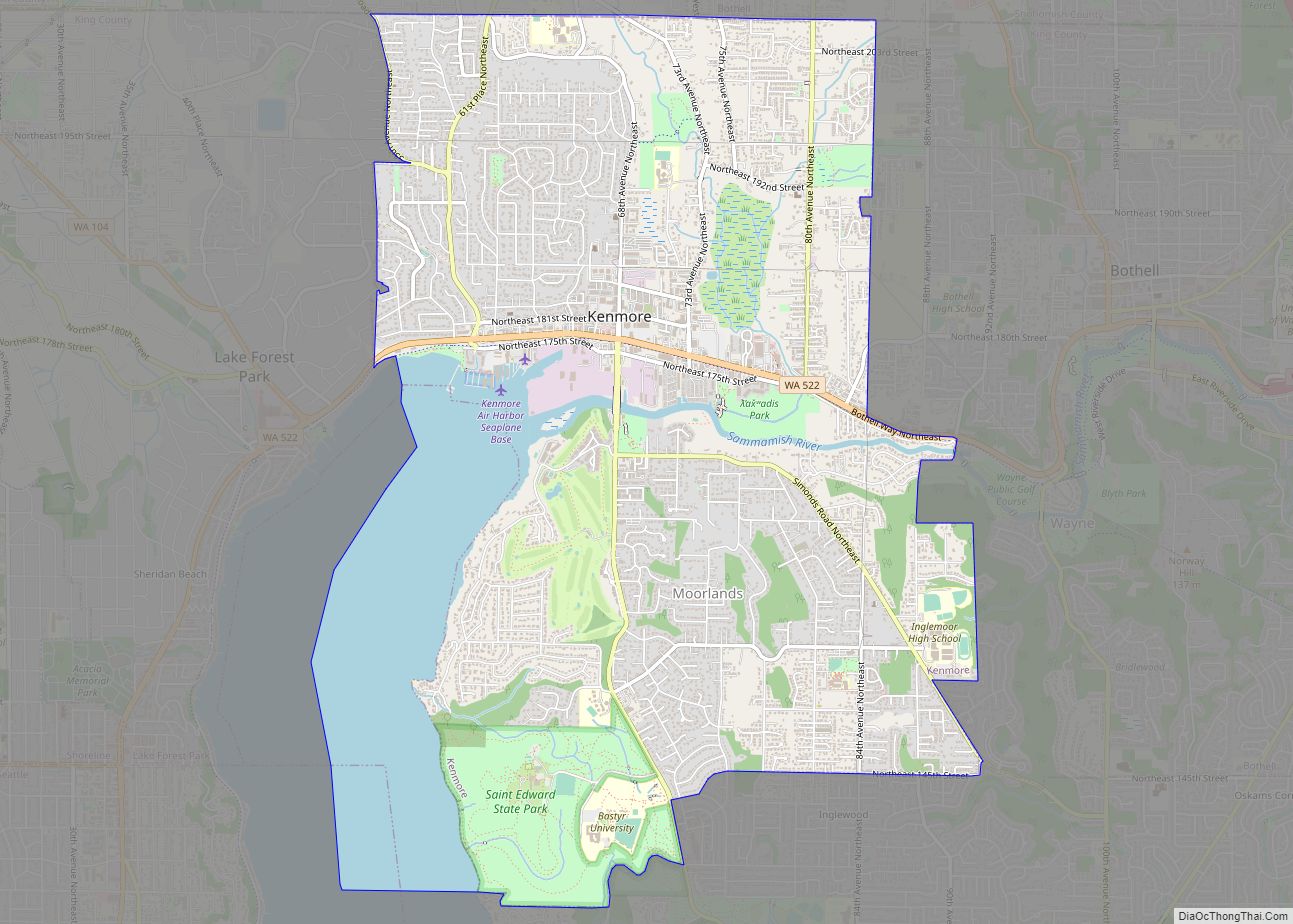 Map of Kenmore city, Washington