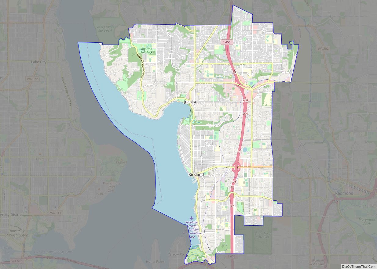 Map of Kirkland city, Washington