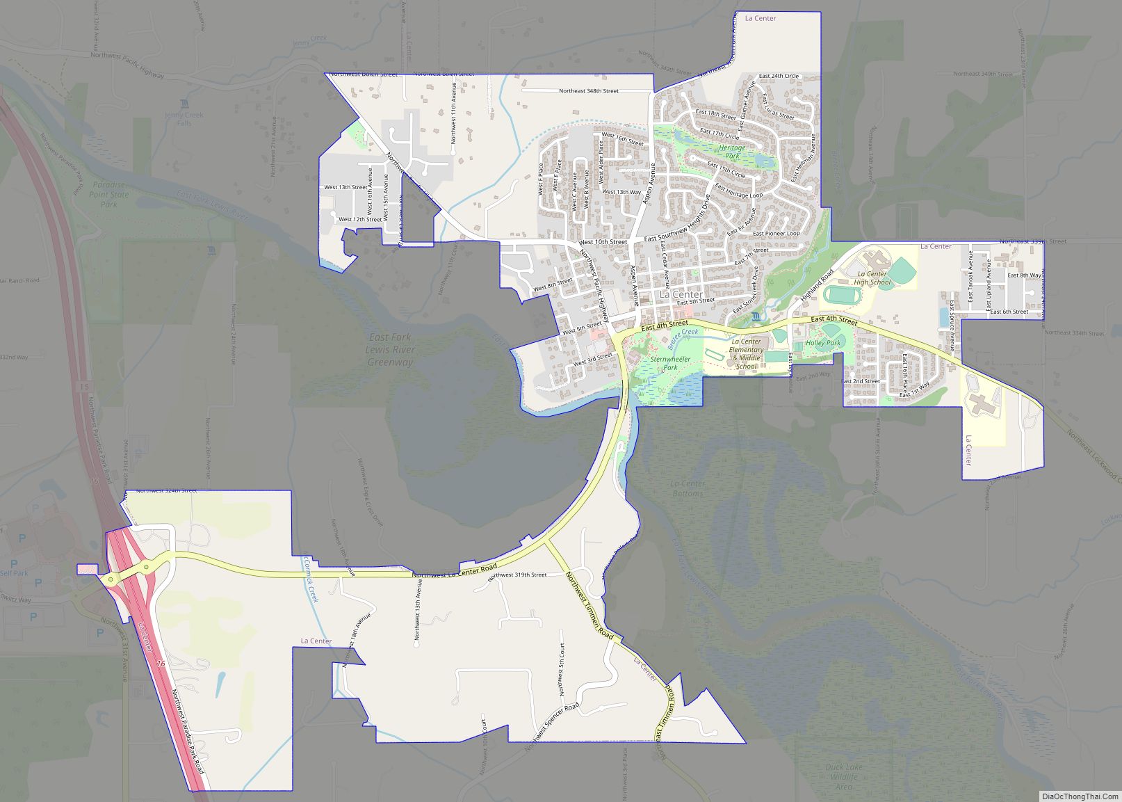Map of La Center city, Washington