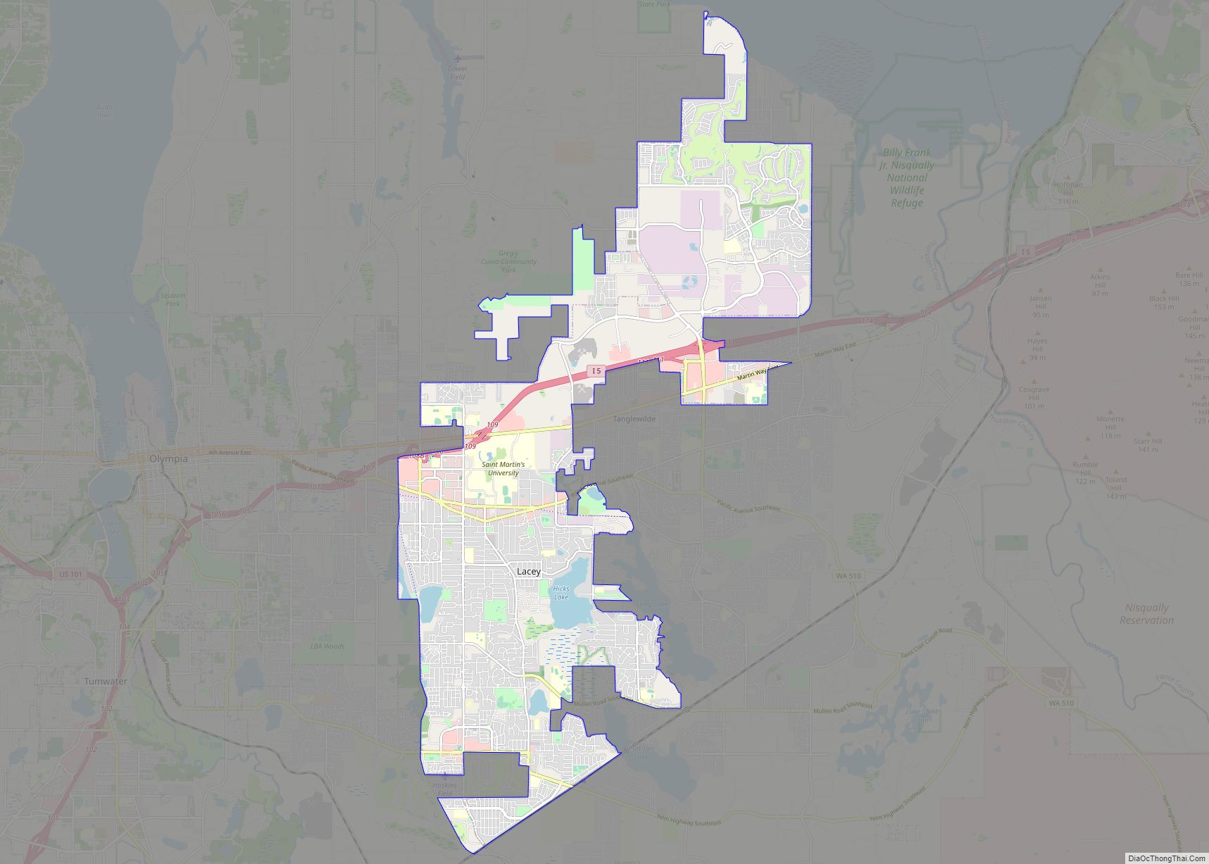 Map of Lacey city