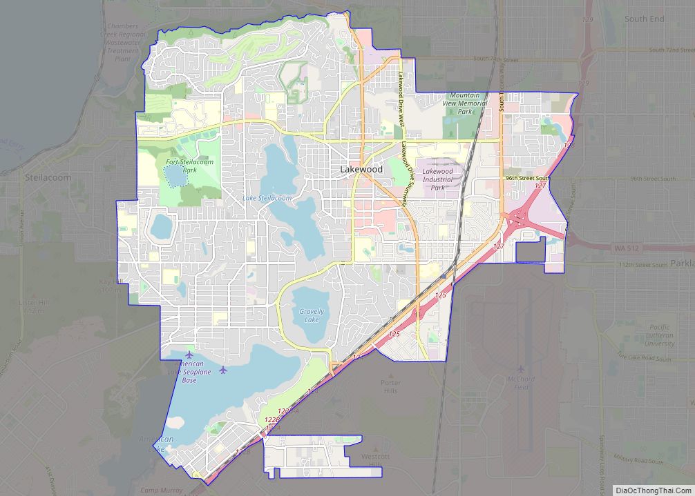 Map of Lakewood city, Washington