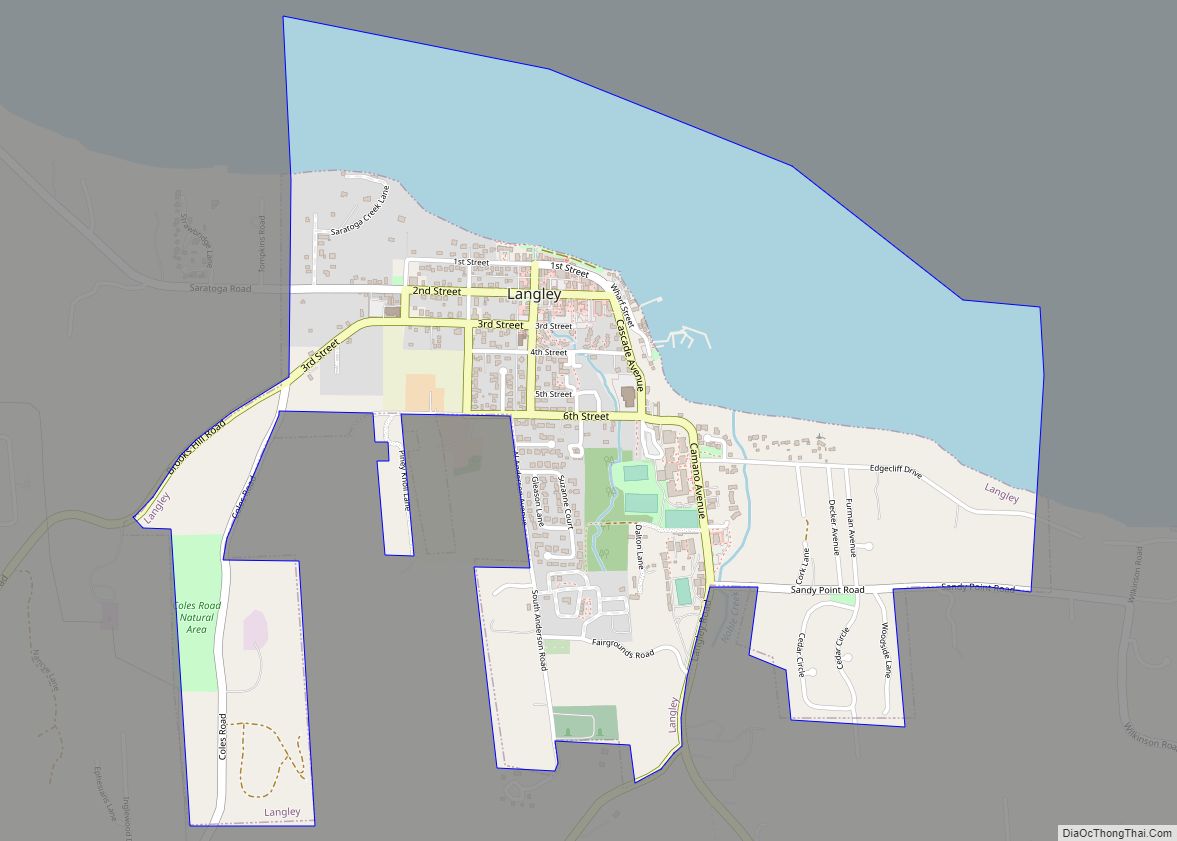 Map of Langley city, Washington