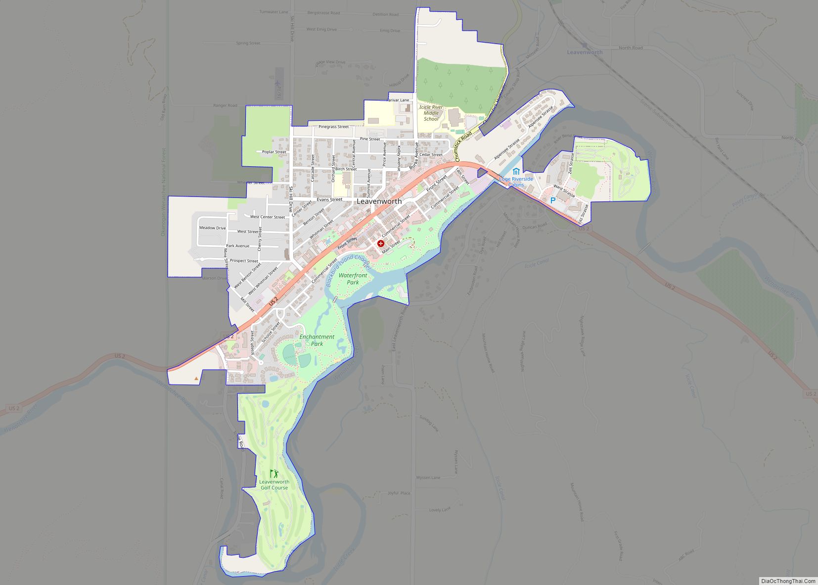 Map of Leavenworth city, Washington
