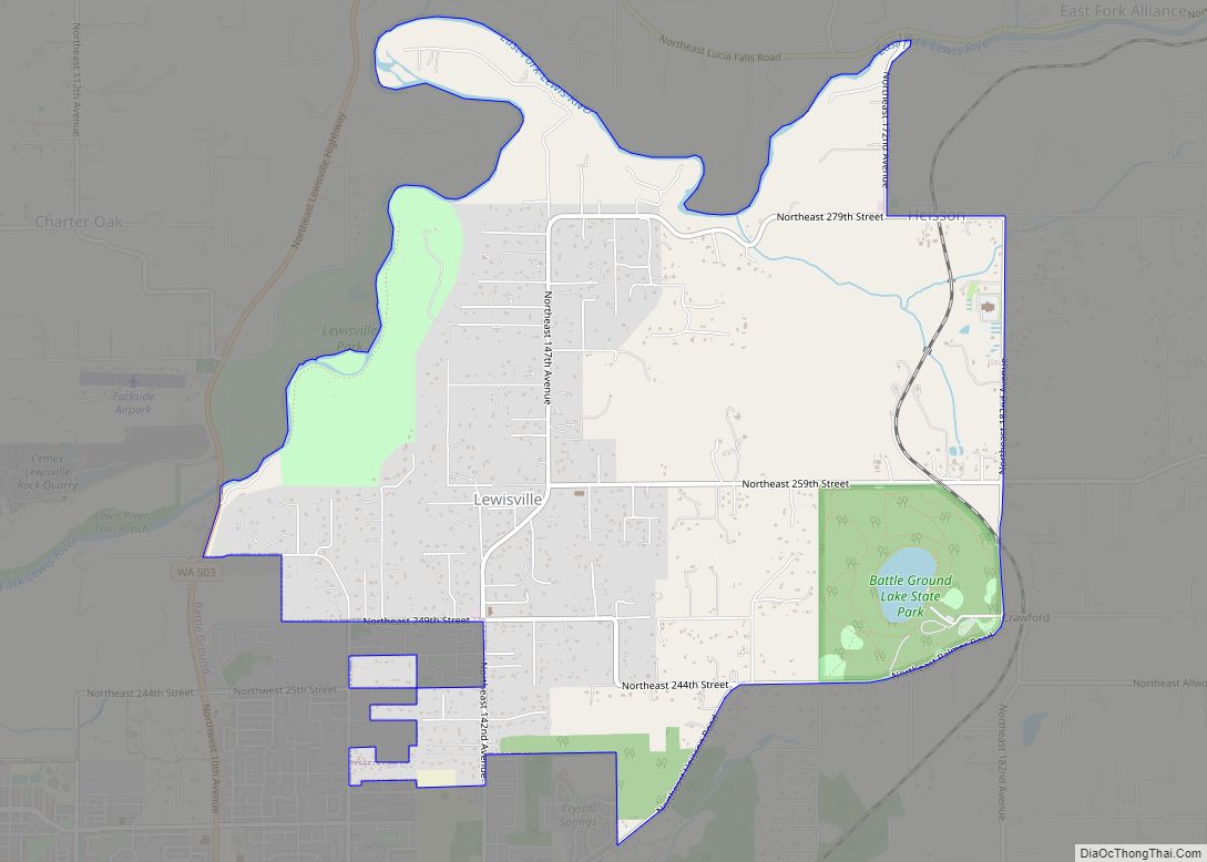Map of Lewisville CDP, Washington