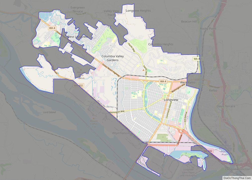 Map of Longview city, Washington