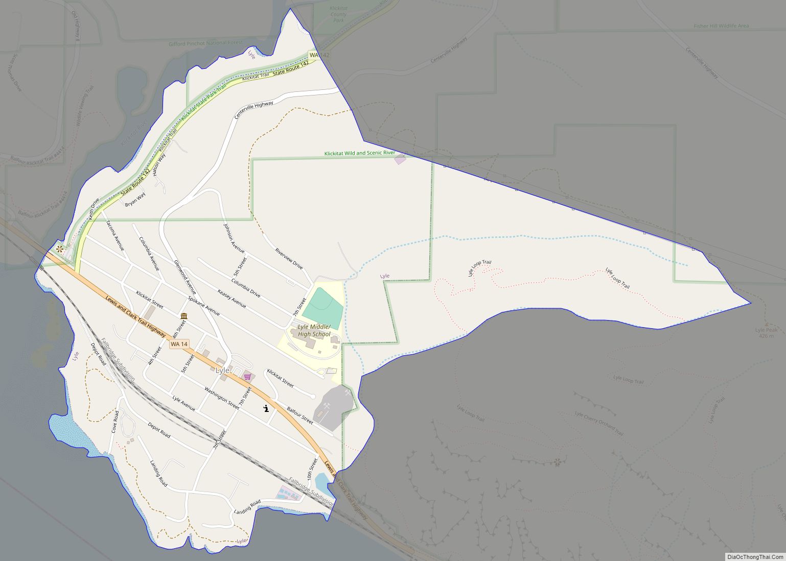 Map of Lyle CDP, Washington