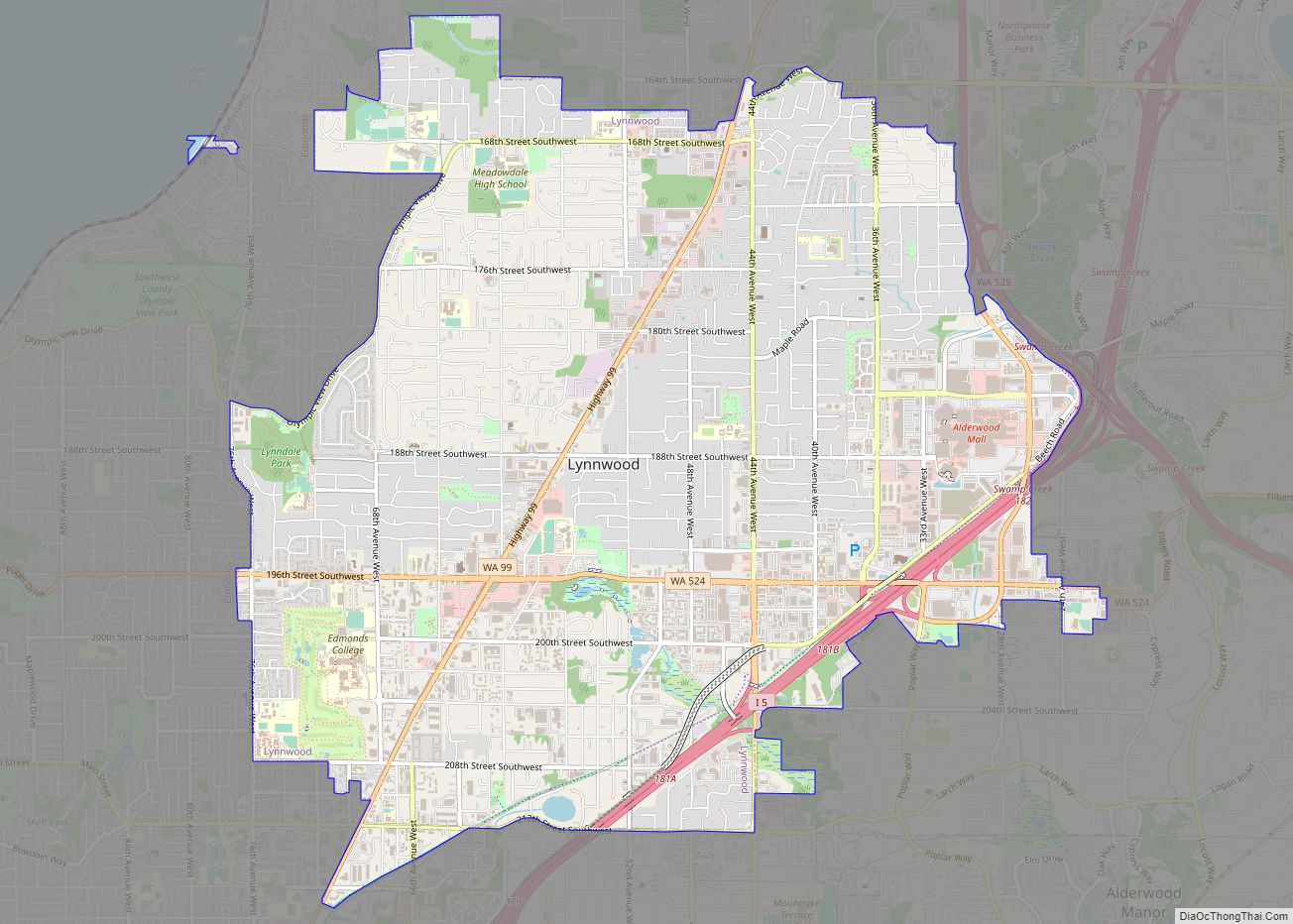Map of Lynnwood city