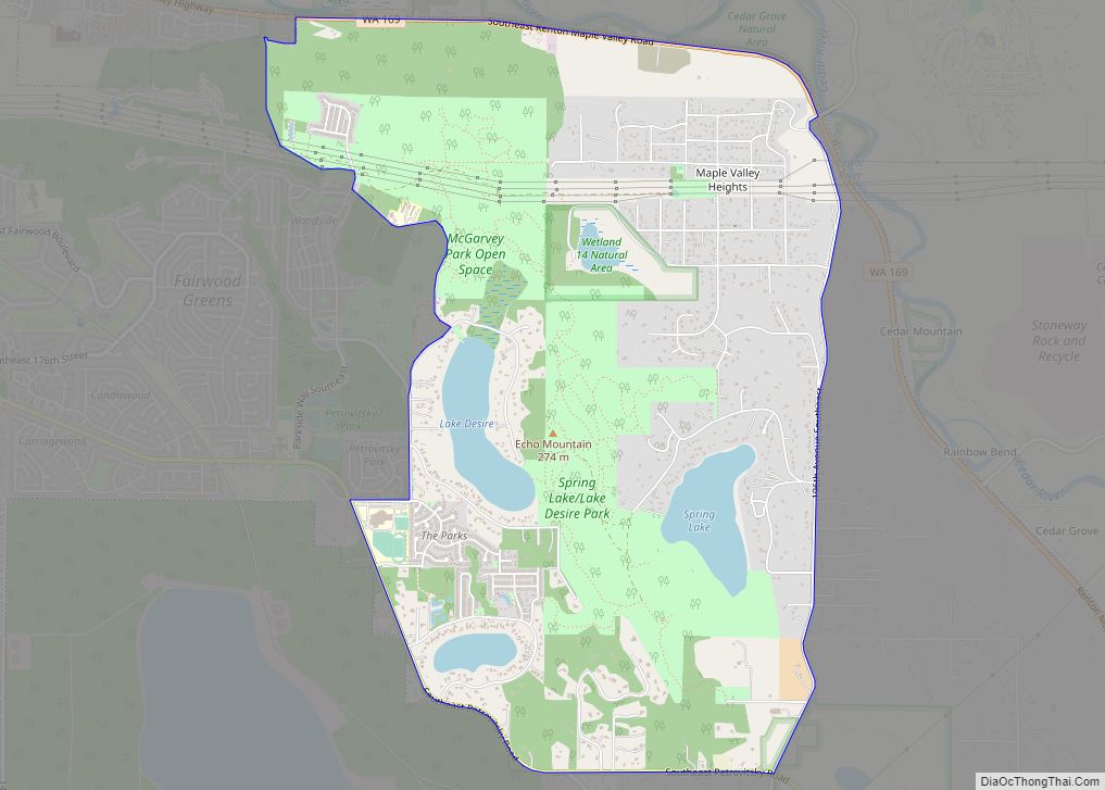 Map of Maple Heights-Lake Desire CDP