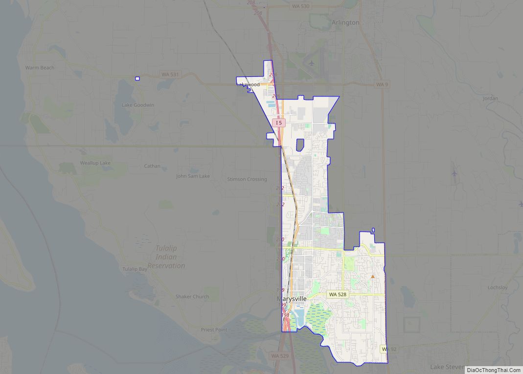 Map of Marysville city, Washington