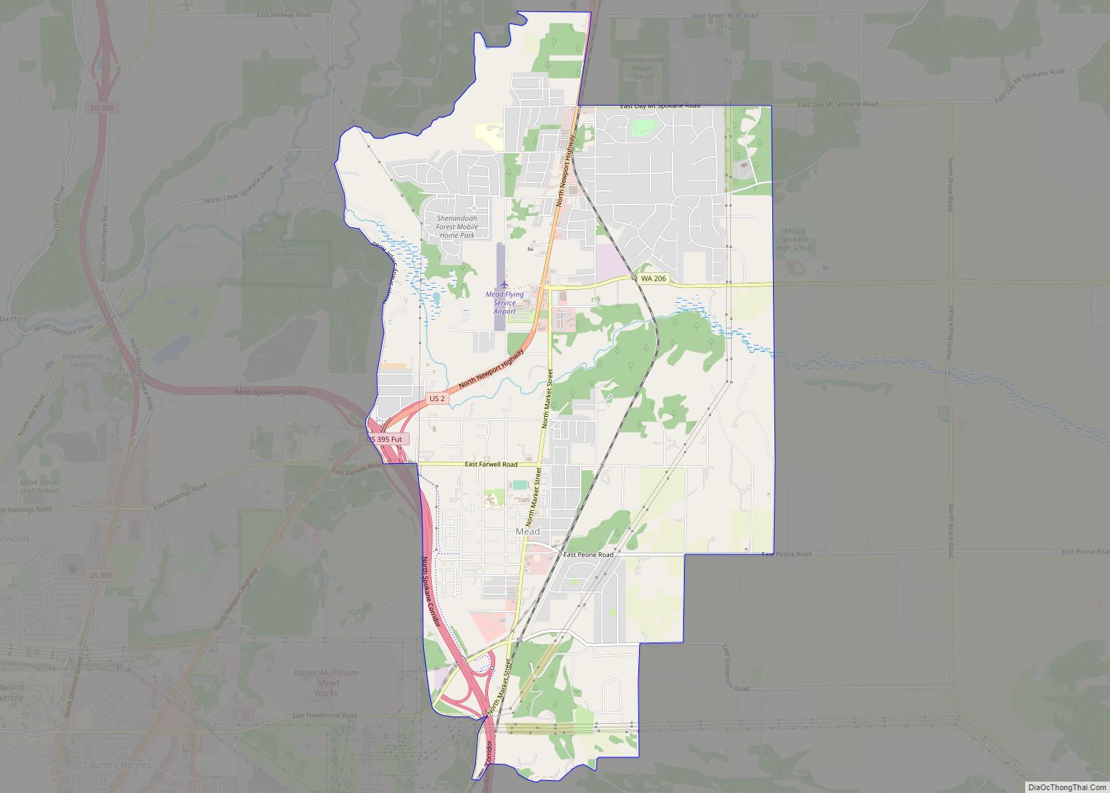 Map of Mead CDP, Washington
