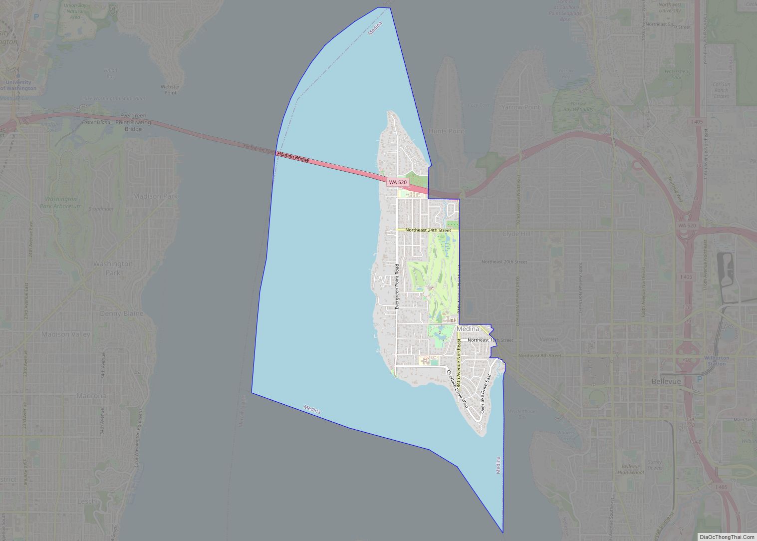 Map of Medina city, Washington