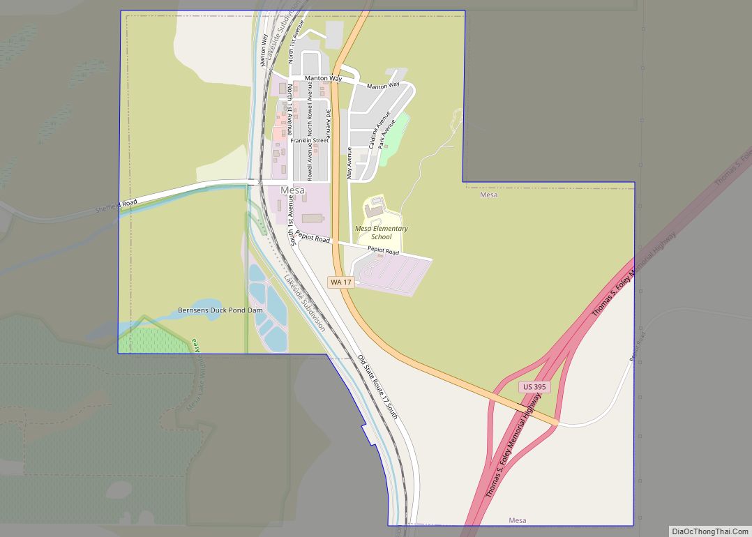 Map of Mesa city, Washington