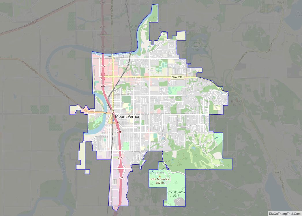 Map of Mount Vernon city, Washington