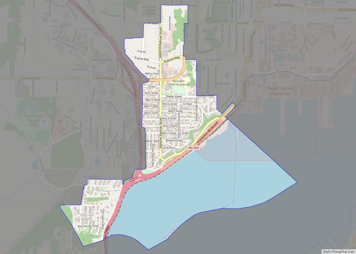 Map of Navy Yard City CDP