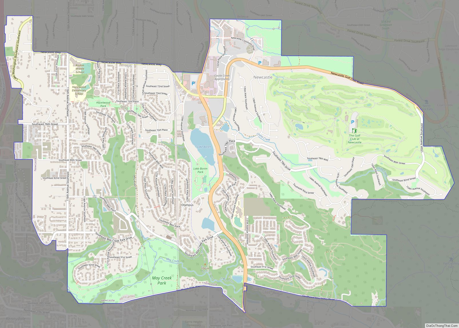 Map of Newcastle city, Washington