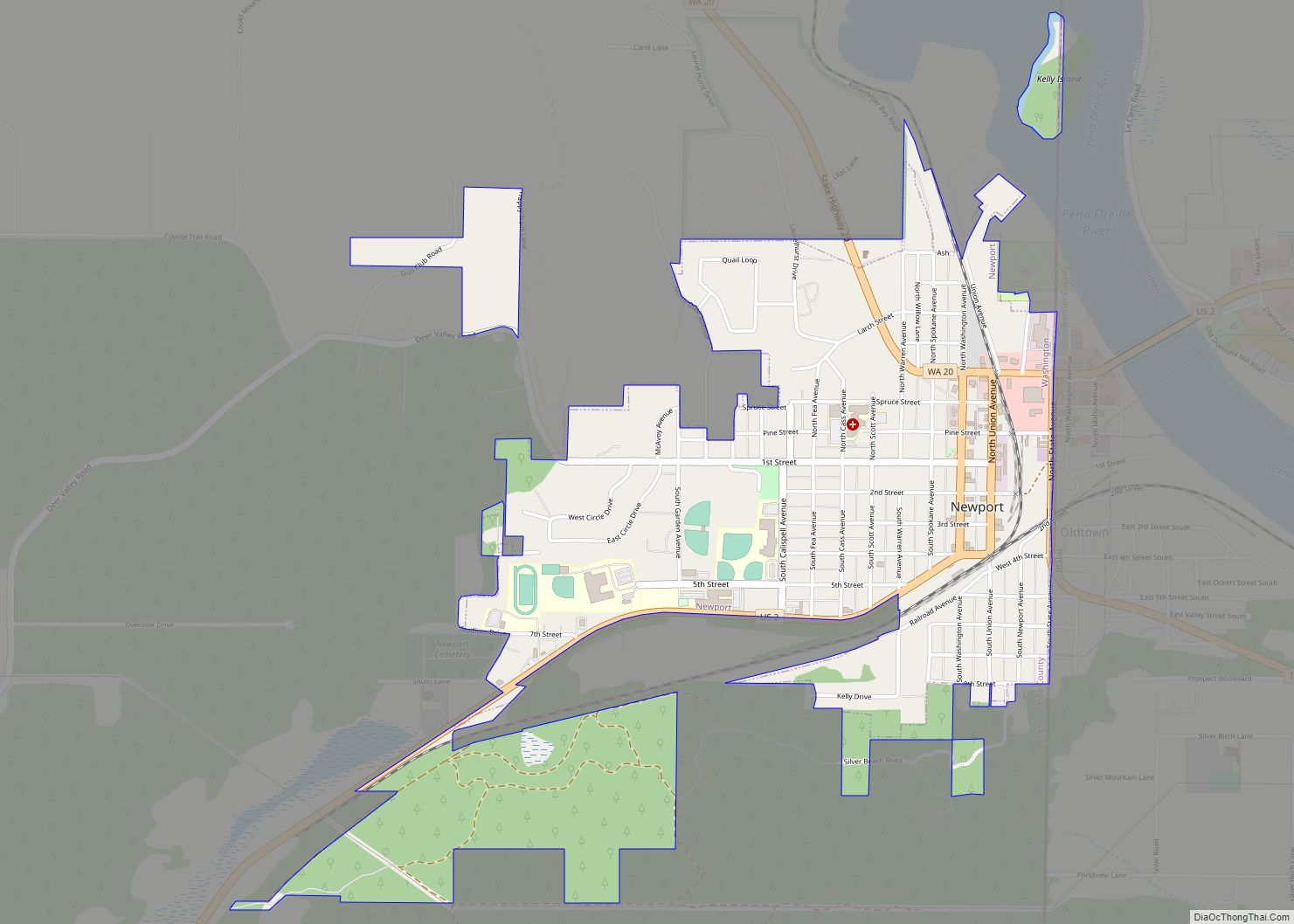 Map of Newport city, Washington