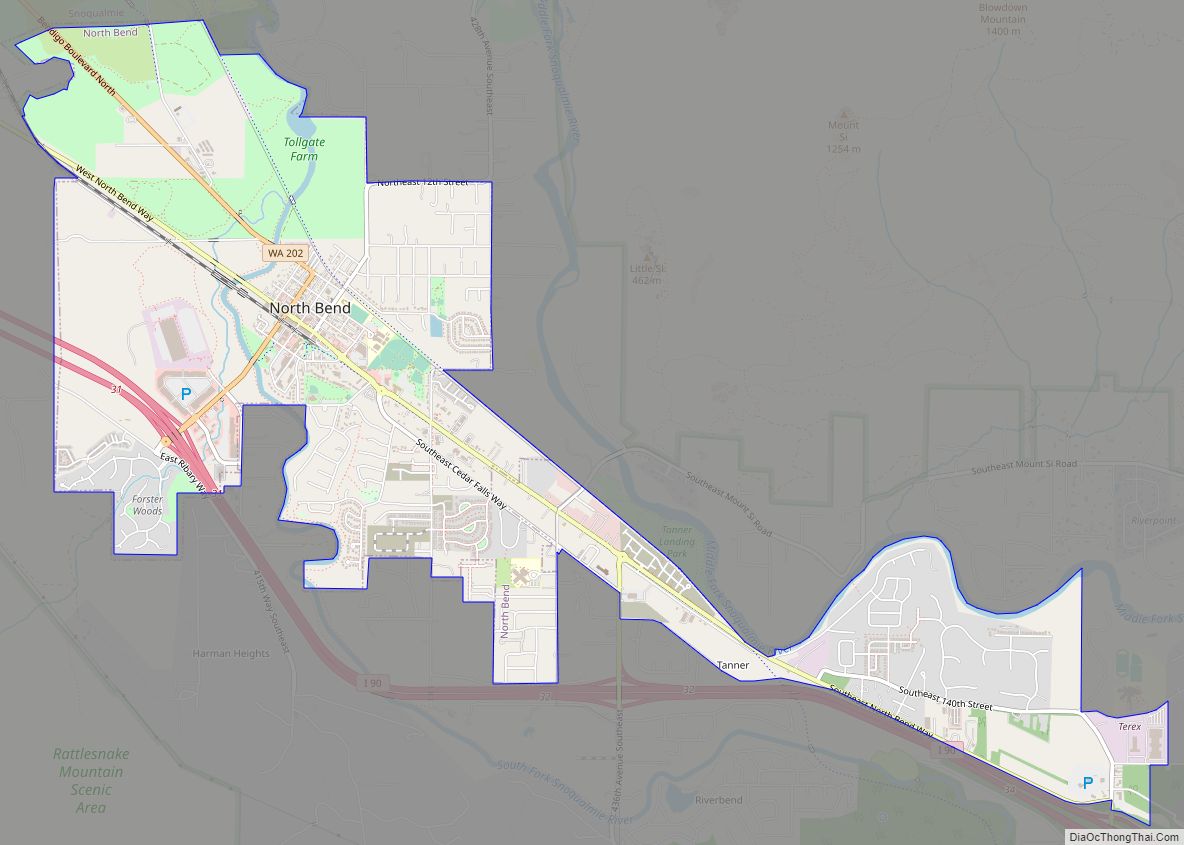 Map of North Bend city, Washington