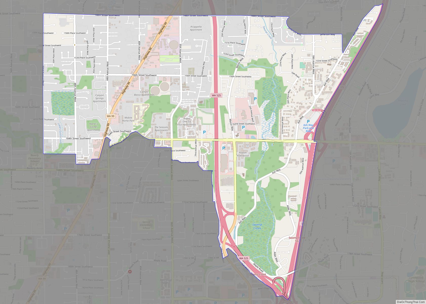 Map of North Lynnwood CDP