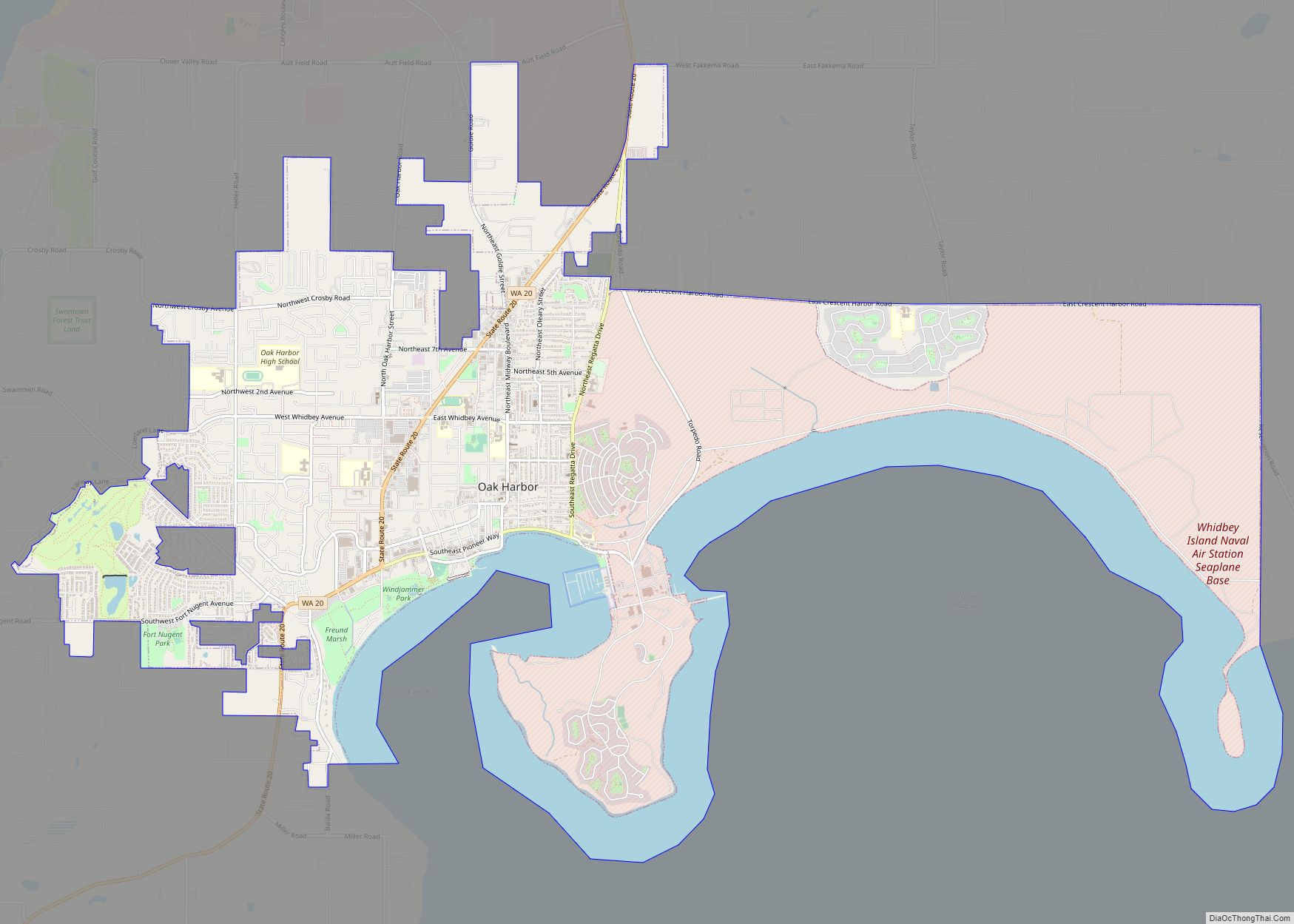 Map of Oak Harbor city, Washington