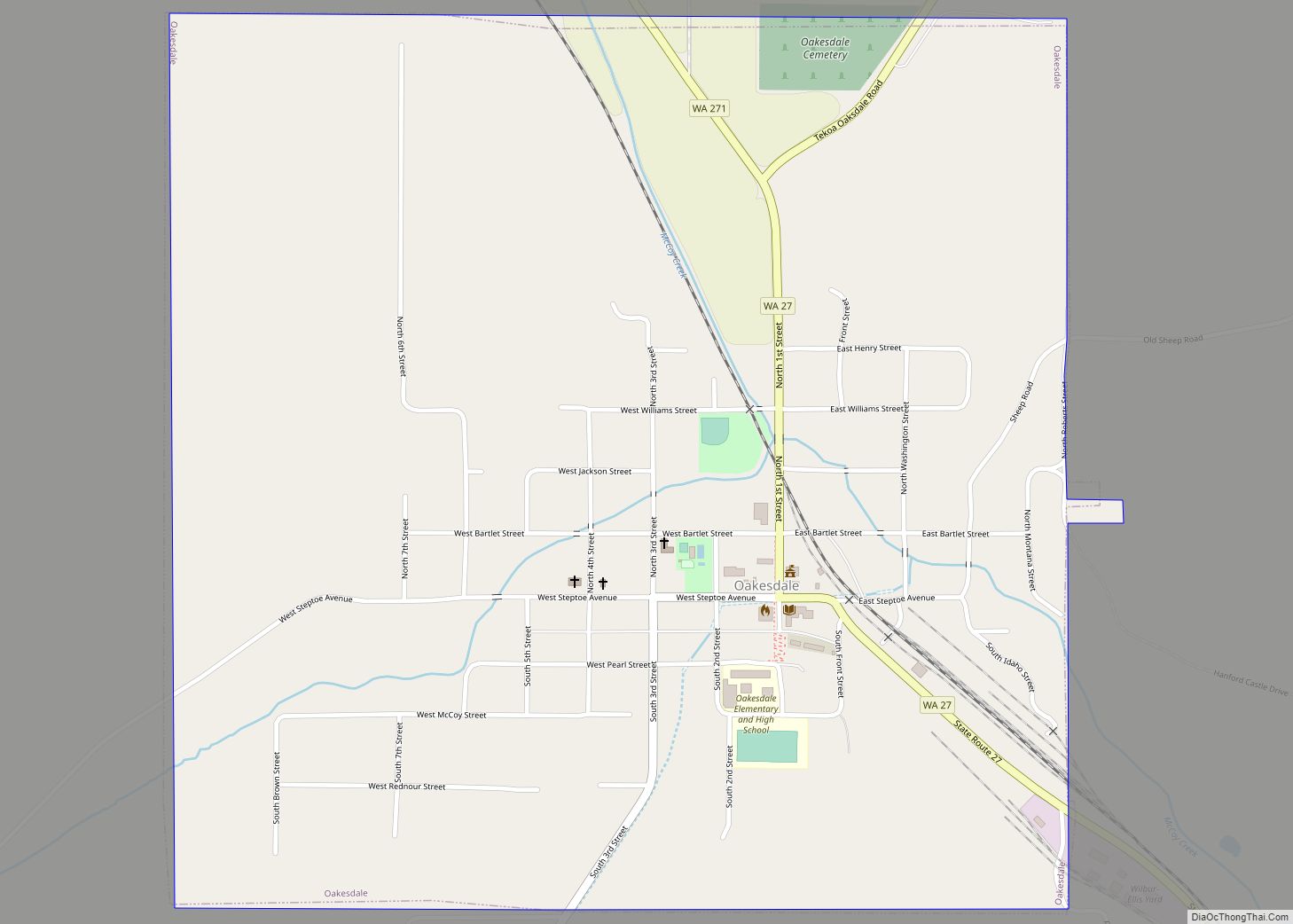 Map of Oakesdale town