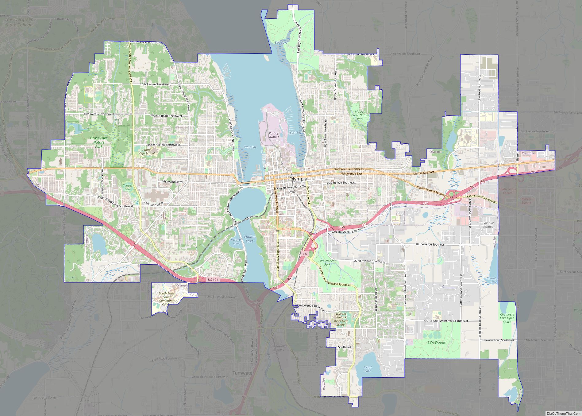 Map of Olympia city