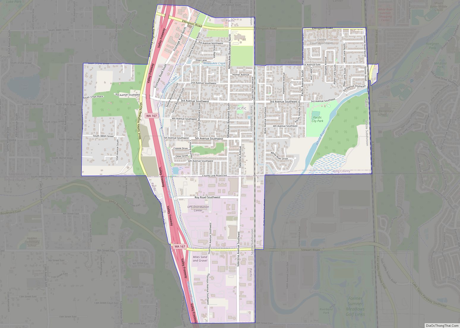 Map of Pacific city, Washington