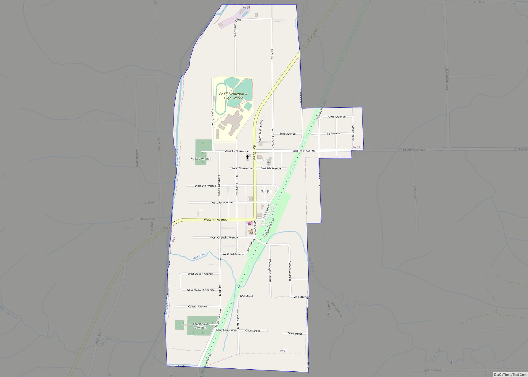 Map of Pe Ell town